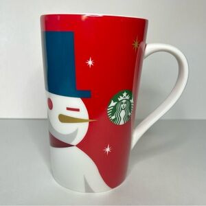 Starbucks-Christmas Holiday Ceramic Snowman Coffee Cup Tall Mug 16oz-2012